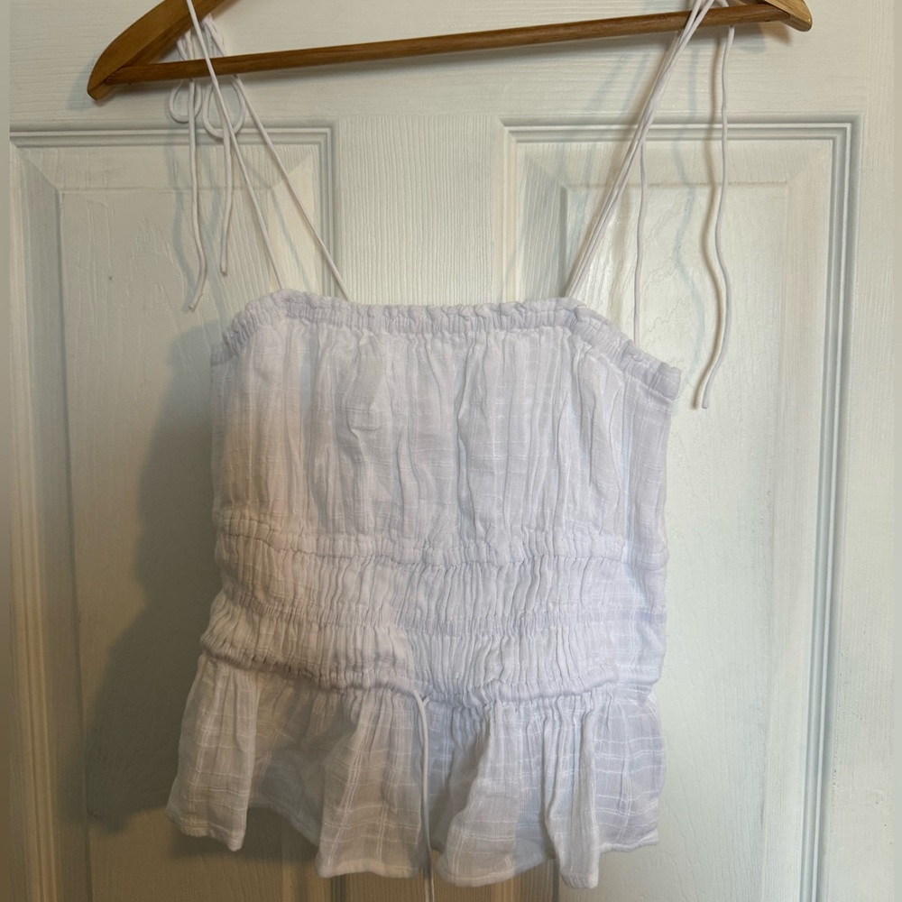 New With Tags JCrew White Ruffle Tank Size XS